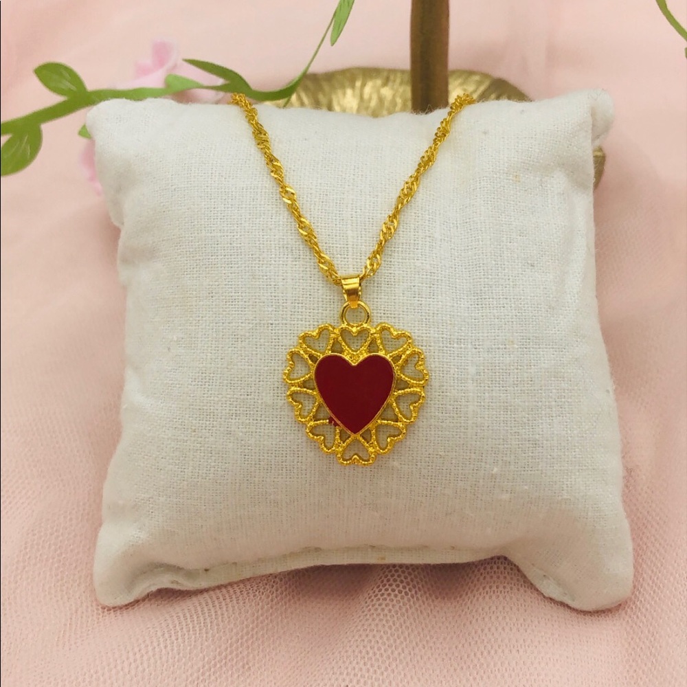 Red heart ♥️ pendant with necklace jewelry